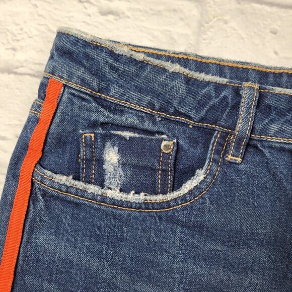 Zara Denim Trafaluc Shorts with Red Racing Stripe size 6 - Picture 6 of 13